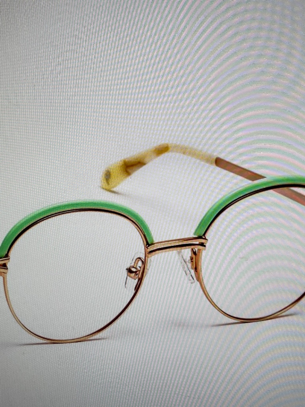 J F Rey Petite PM 077 5040 Pink Gold/Green Round Eyeglass frames Size 46-18-140